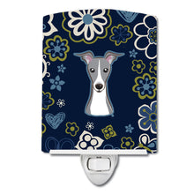 Load image into Gallery viewer, Blue Flowers Italian Greyhound Ceramic Night Light BB5087CNL