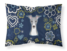 Load image into Gallery viewer, Blue Flowers Italian Greyhound Fabric Standard Pillowcase – Artistic Decorative Front, White Back BB5087PILLOWCASE