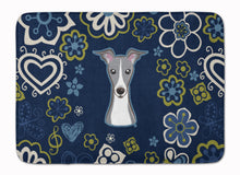 Load image into Gallery viewer, Blue Flowers Italian Greyhound Machine Washable Memory Foam Mat BB5087RUG