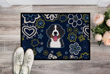 Load image into Gallery viewer, Blue Flowers Bernese Mountain Dog Doormat - 18x27 Decorative Floor Mat – Indoor/Outdoor Rug with Artistic Flair BB5088MAT