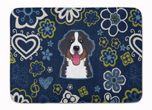 Load image into Gallery viewer, Blue Flowers Bernese Mountain Dog Machine Washable Memory Foam Mat BB5088RUG