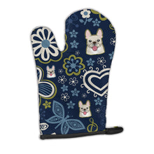 Load image into Gallery viewer, Blue Flowers French Bulldog Oven Mitt BB5089OVMT