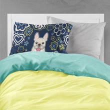 Load image into Gallery viewer, Blue Flowers French Bulldog Fabric Standard Pillowcase – Artistic Decorative Front, White Back BB5089PILLOWCASE