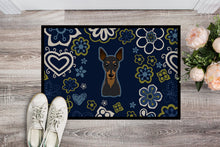 Load image into Gallery viewer, Blue Flowers Min Pin Doormat - 24x36 Decorative Floor Mat – Indoor/Outdoor Rug with Artistic Flair BB5091JMAT