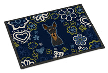 Load image into Gallery viewer, Blue Flowers Min Pin Doormat - 24x36 Decorative Floor Mat – Indoor/Outdoor Rug with Artistic Flair BB5091JMAT