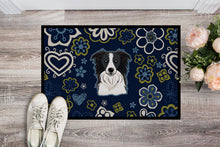 Load image into Gallery viewer, Blue Flowers Border Collie Doormat - 24x36 Decorative Floor Mat – Indoor/Outdoor Rug with Artistic Flair BB5092JMAT