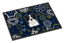 Load image into Gallery viewer, Blue Flowers Border Collie Doormat - 24x36 Decorative Floor Mat – Indoor/Outdoor Rug with Artistic Flair BB5092JMAT