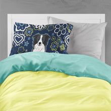 Load image into Gallery viewer, Blue Flowers Border Collie Fabric Standard Pillowcase – Artistic Decorative Front, White Back BB5092PILLOWCASE