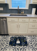 Load image into Gallery viewer, Blue Flowers Border Collie Machine Washable Memory Foam Mat BB5092RUG