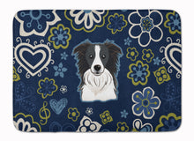 Load image into Gallery viewer, Blue Flowers Border Collie Machine Washable Memory Foam Mat BB5092RUG