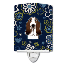 Load image into Gallery viewer, Blue Flowers Basset Hound Ceramic Night Light BB5094CNL