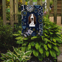 Load image into Gallery viewer, Blue Flowers Basset Hound Garden Flag - Outdoor Decorative Yard Flag BB5094GF