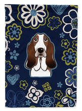Load image into Gallery viewer, Blue Flowers Basset Hound Garden Flag - Outdoor Decorative Yard Flag BB5094GF
