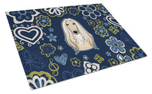 Load image into Gallery viewer, Blue Flowers Afghan Hound Glass Cutting Boards – Durable, Decorative Kitchen Art Large BB5095LCB