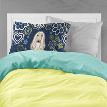 Load image into Gallery viewer, Blue Flowers Afghan Hound Fabric Standard Pillowcase – Artistic Decorative Front, White Back BB5095PILLOWCASE