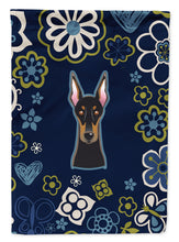 Load image into Gallery viewer, Blue Flowers Doberman Pinscher Garden Flag - Outdoor Decorative Yard Flag