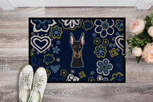 Load image into Gallery viewer, Blue Flowers Doberman Pinscher Doormat - 24x36 Decorative Floor Mat – Indoor/Outdoor Rug with Artistic Flair BB5096JMAT