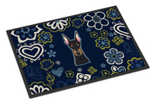Load image into Gallery viewer, Blue Flowers Doberman Pinscher Doormat - 24x36 Decorative Floor Mat – Indoor/Outdoor Rug with Artistic Flair BB5096JMAT