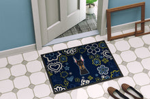 Load image into Gallery viewer, Blue Flowers Doberman Pinscher Doormat - 18x27 Decorative Floor Mat – Indoor/Outdoor Rug with Artistic Flair BB5096MAT