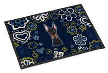 Load image into Gallery viewer, Blue Flowers Doberman Pinscher Doormat - 18x27 Decorative Floor Mat – Indoor/Outdoor Rug with Artistic Flair BB5096MAT