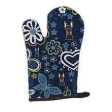 Load image into Gallery viewer, Blue Flowers Doberman Pinscher Oven Mitt BB5096OVMT