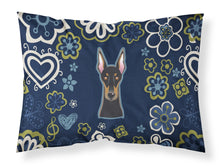 Load image into Gallery viewer, Blue Flowers Doberman Pinscher Fabric Standard Pillowcase – Artistic Decorative Front, White Back BB5096PILLOWCASE