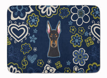 Load image into Gallery viewer, Blue Flowers Doberman Pinscher Machine Washable Memory Foam Mat BB5096RUG