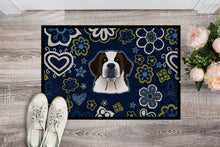 Load image into Gallery viewer, Blue Flowers Saint Bernard Doormat - 18x27 Decorative Floor Mat – Indoor/Outdoor Rug with Artistic Flair BB5097MAT