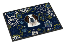 Load image into Gallery viewer, Blue Flowers Saint Bernard Doormat - 18x27 Decorative Floor Mat – Indoor/Outdoor Rug with Artistic Flair BB5097MAT