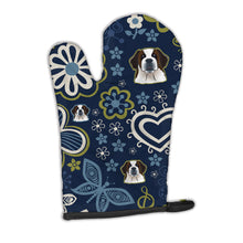 Load image into Gallery viewer, Blue Flowers Saint Bernard Oven Mitt BB5097OVMT