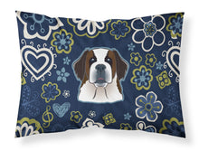Load image into Gallery viewer, Blue Flowers Saint Bernard Fabric Standard Pillowcase – Artistic Decorative Front, White Back BB5097PILLOWCASE