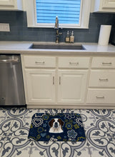 Load image into Gallery viewer, Blue Flowers Saint Bernard Machine Washable Memory Foam Mat BB5097RUG