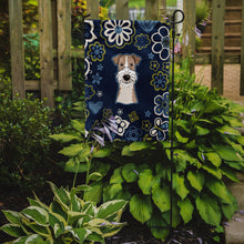 Load image into Gallery viewer, Blue Flowers Wire Haired Fox Terrier Garden Flag - Outdoor Decorative Yard Flag BB5098GF