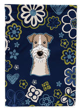 Load image into Gallery viewer, Blue Flowers Wire Haired Fox Terrier Garden Flag - Outdoor Decorative Yard Flag BB5098GF