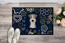 Load image into Gallery viewer, Blue Flowers Wire Haired Fox Terrier Doormat - 18x27 Decorative Floor Mat – Indoor/Outdoor Rug with Artistic Flair BB5098MAT