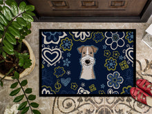 Load image into Gallery viewer, Blue Flowers Wire Haired Fox Terrier Doormat - 18x27 Decorative Floor Mat – Indoor/Outdoor Rug with Artistic Flair BB5098MAT