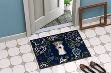 Load image into Gallery viewer, Blue Flowers Wire Haired Fox Terrier Doormat - 18x27 Decorative Floor Mat – Indoor/Outdoor Rug with Artistic Flair BB5098MAT