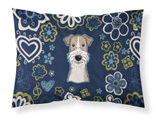Load image into Gallery viewer, Blue Flowers Wire Haired Fox Terrier Fabric Standard Pillowcase – Artistic Decorative Front, White Back BB5098PILLOWCASE