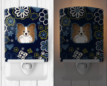 Load image into Gallery viewer, Blue Flowers Papillon Ceramic Night Light BB5099CNL