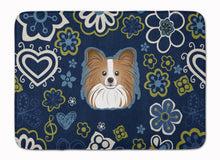Load image into Gallery viewer, Blue Flowers Papillon Machine Washable Memory Foam Mat BB5099RUG