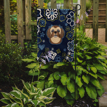 Load image into Gallery viewer, Blue Flowers Chocolate Brown Shih Tzu Garden Flag - Outdoor Decorative Yard Flag BB5100GF