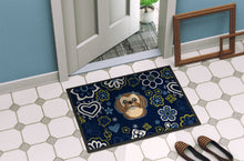 Load image into Gallery viewer, Blue Flowers Chocolate Brown Shih Tzu Doormat - 18x27 Decorative Floor Mat – Indoor/Outdoor Rug with Artistic Flair BB5100MAT