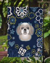 Load image into Gallery viewer, Blue Flowers Gray Silver Shih Tzu Garden Flag - Outdoor Decorative Yard Flag
