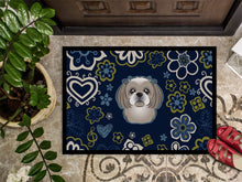 Load image into Gallery viewer, Blue Flowers Gray Silver Shih Tzu Doormat - 18x27 Decorative Floor Mat – Indoor/Outdoor Rug with Artistic Flair BB5101MAT