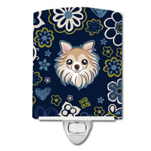 Load image into Gallery viewer, Blue Flowers Chihuahua Ceramic Night Light BB5102CNL