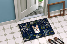 Load image into Gallery viewer, Blue Flowers Sable Corgi Doormat - 18x27 Decorative Floor Mat – Indoor/Outdoor Rug with Artistic Flair BB5104MAT