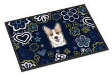 Load image into Gallery viewer, Blue Flowers Sable Corgi Doormat - 18x27 Decorative Floor Mat – Indoor/Outdoor Rug with Artistic Flair BB5104MAT