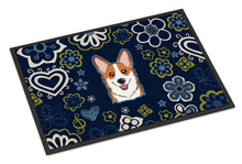 Load image into Gallery viewer, Blue Flowers Red Corgi Doormat - 24x36 Decorative Floor Mat – Indoor/Outdoor Rug with Artistic Flair BB5105JMAT