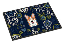 Load image into Gallery viewer, Blue Flowers Red Corgi Doormat - 18x27 Decorative Floor Mat – Indoor/Outdoor Rug with Artistic Flair BB5105MAT