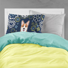 Load image into Gallery viewer, Blue Flowers Red Corgi Fabric Standard Pillowcase – Artistic Decorative Front, White Back BB5105PILLOWCASE